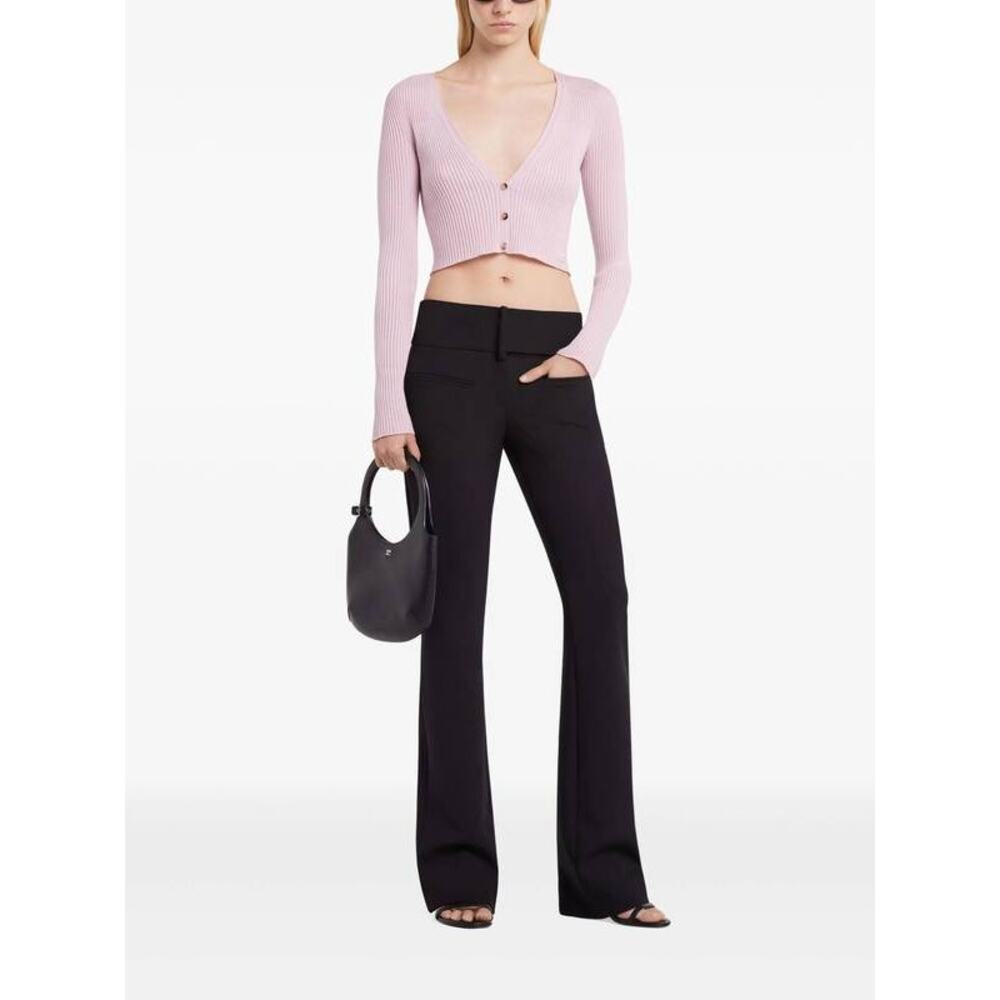 Courreges Solar Light Rib Cropped Cardigan Sweater in Salt Pink S